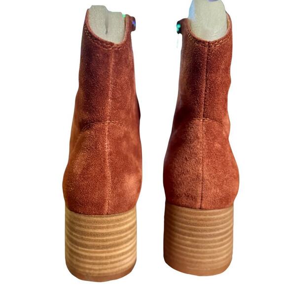 Lucky Brand Women 7.5 Autumn Brandy Soft Suede Western Cowgirl Chunky Heel Boot - Picture 5 of 9